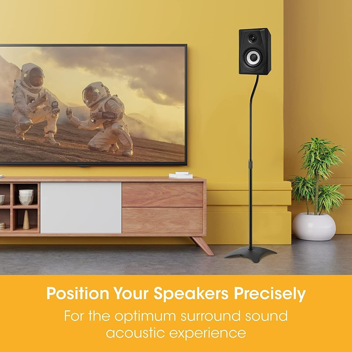 2x Universal Satellite Surround Speaker Stands Floor Standing 75-118cm Adjust