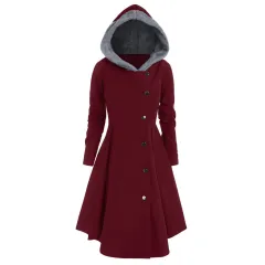 Bombshell Christmas Trench Women's Long Hooded Coat Woman - Red - View 1