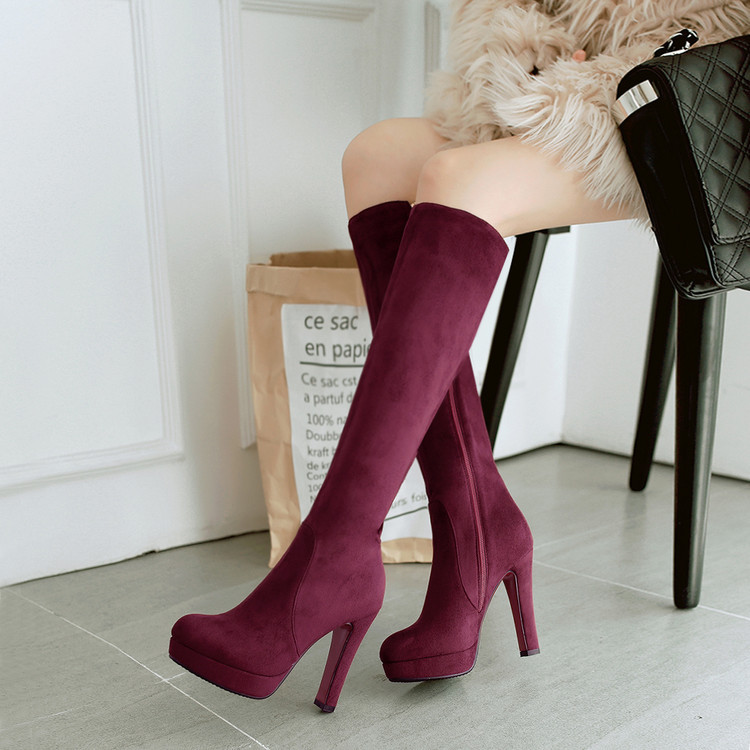 Title 8, Plus Size Super Heels Suede Platform Side Zipper