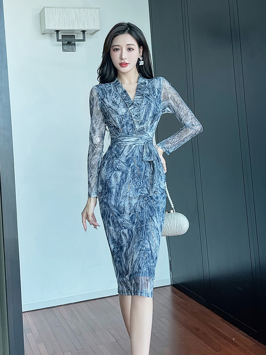 V-Neck Long Sleeve Midi Dress, picture 5 of 5