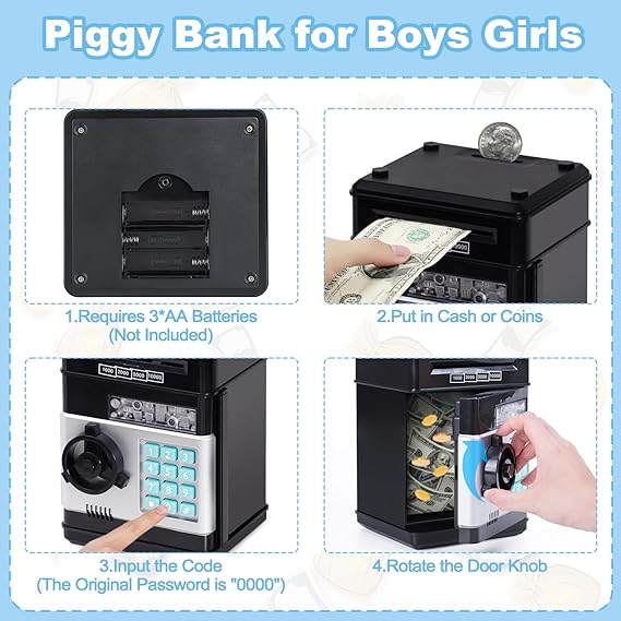 image of Saving Challenge Automatic Coin Storage Box, 1 Piece Modern Trendy Battery Powered Piggy Bank For Kids, Desk Number Piggy Bank Without Battery, Money Saving Supplies, Game Room Decor Ornaments, Home Decor