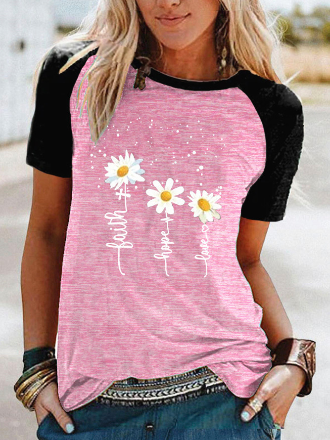 Title 9, Three Little Daisies Print Short-sleeved T-shirt