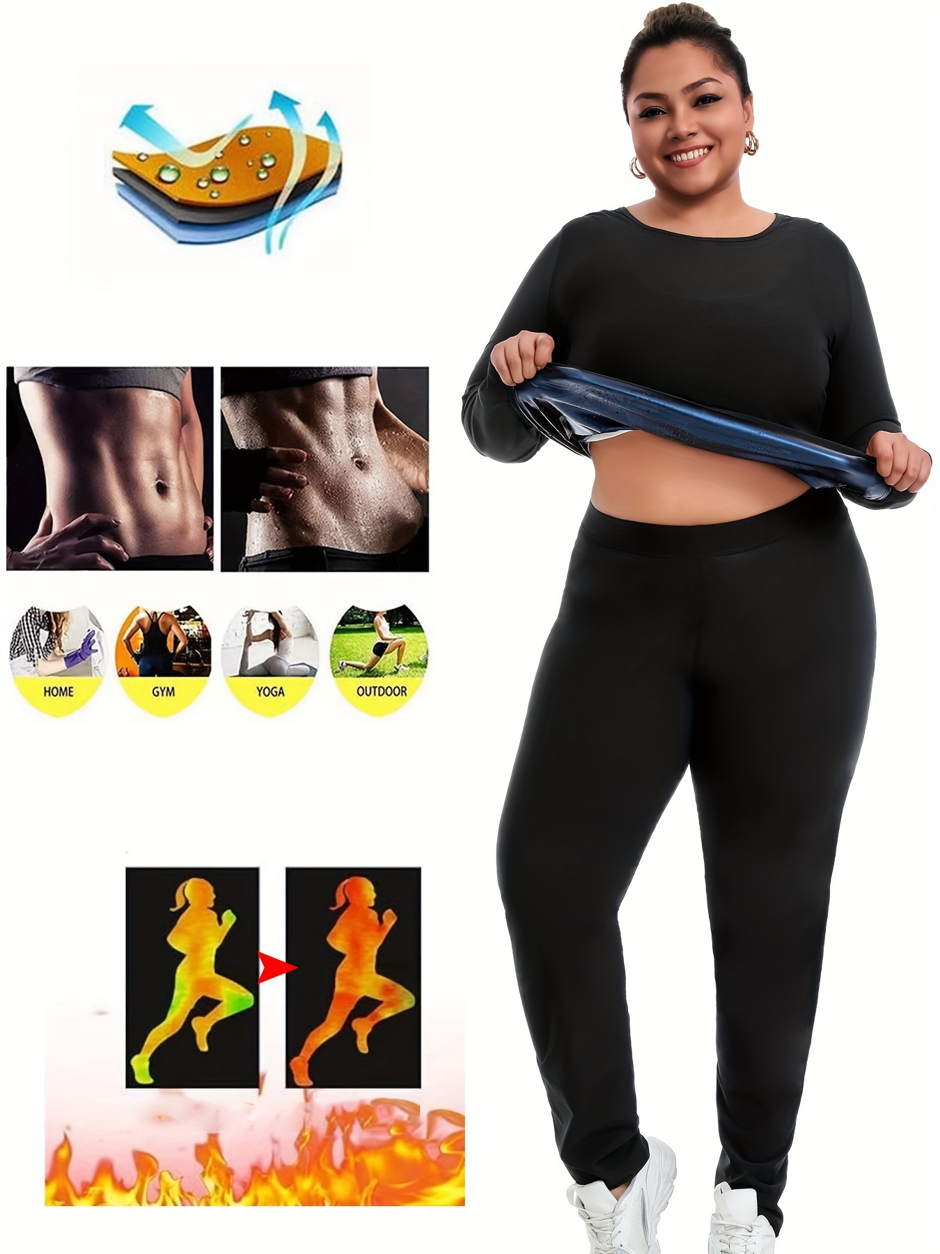 Sauna Sweat Suit For Plus Size Women Men Exercise Weight Loss Gym Fitness Workout 2