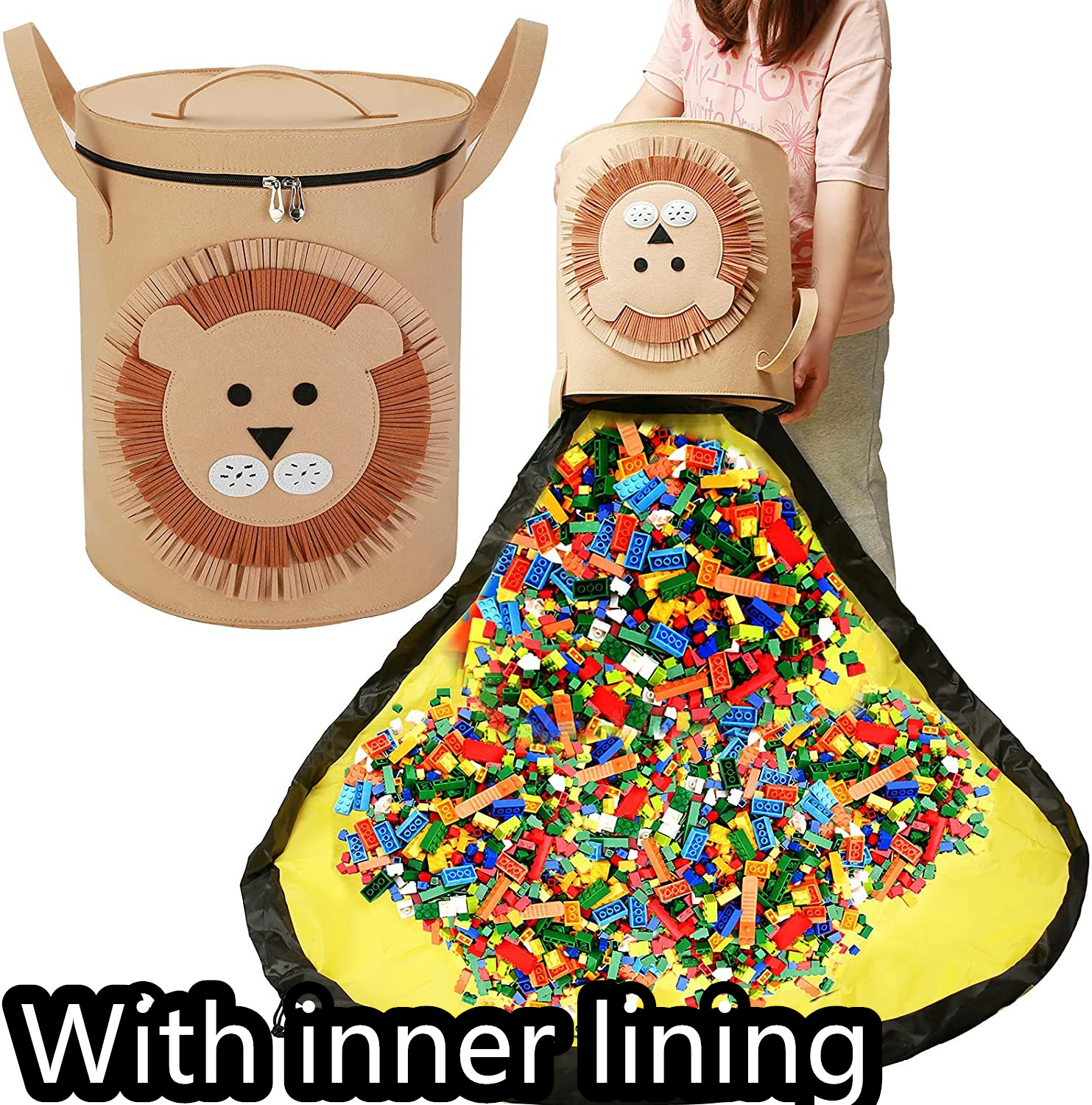 Felt Storage Bag Toy Play Mat 2 In 1 Pull Rope — foto 38