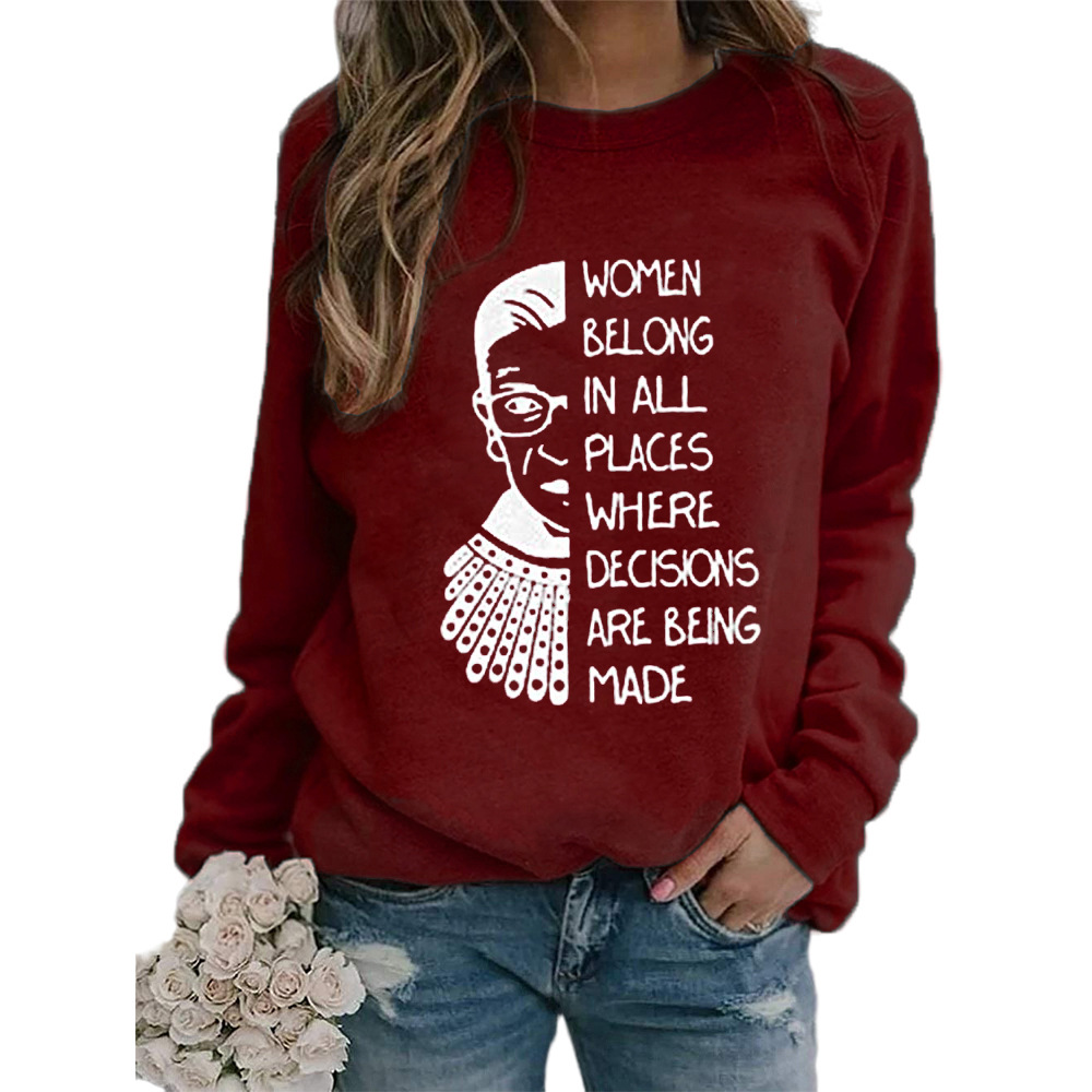 Justice Monogram Print Crew neck Long sleeve Sweatshirt Wine Red - Shop at LoveMi