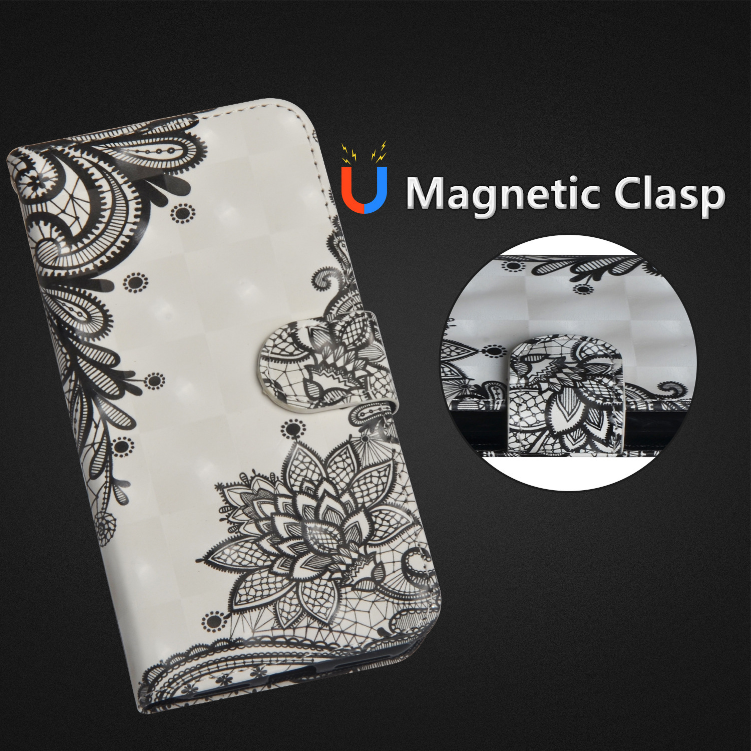 Printed Butterfly Wallet Leather Case - Image 2