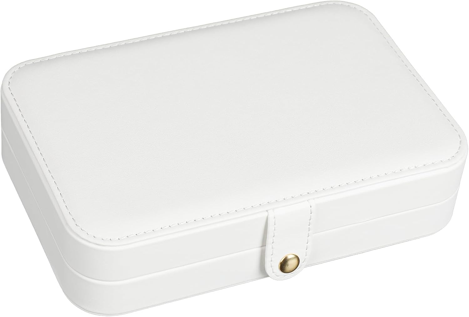 Small Jewelry Box 2-Layer, Portable Travel Jewelry Organizer Case For Women And Girls, White