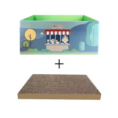 Wear-resistant And Non-dandruff Cat Grinding Claw Toy Paper Box - Dark Green Cat - View 1