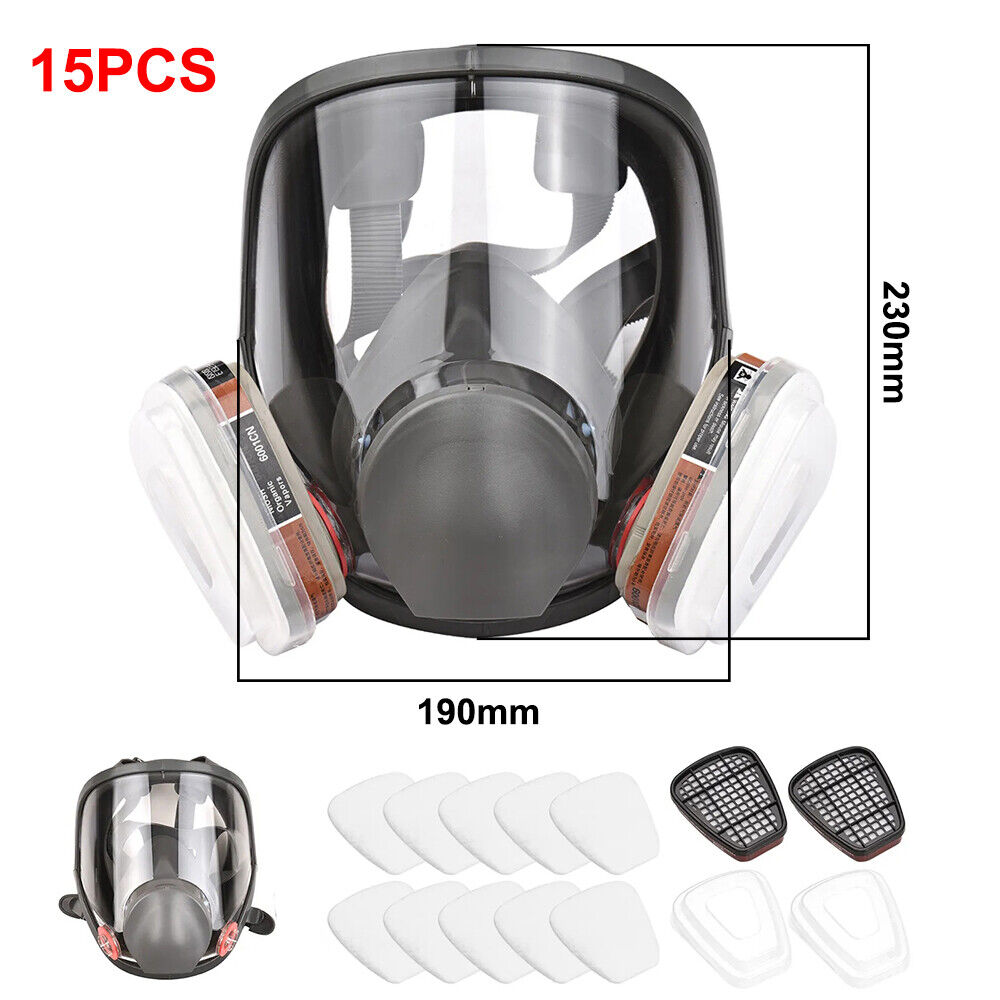 6800 Full Face Mask 15-in-1 Gas Mask, Respirator Against Chemical Fumes And Paint Splashes, 95 Filtration Efficiency