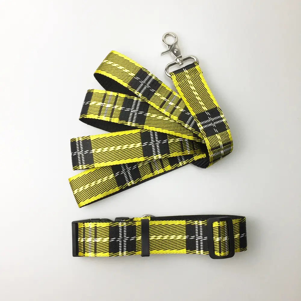 Pet Dog Collar Check Pattern Leash