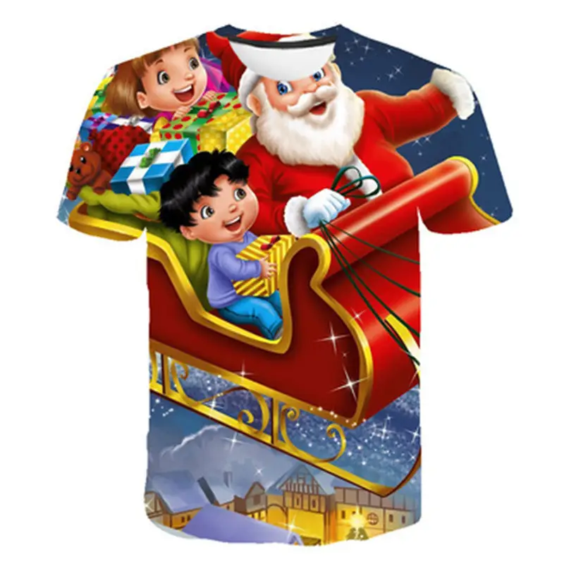 Santa Claus 3D Print Crew Neck Boy T Shirt