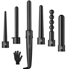 Multifunction Fast Heating Hair Curler 6in1 Interchangeable Ceramic Hair Styling Crimper Curling Roll Wand Hair Curler Iron Sets - Uk - View 1
