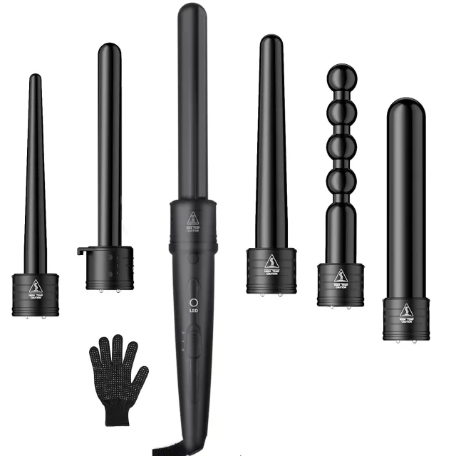 Multifunction Fast Heating Hair Curler 6in1 Interchangeable Ceramic Hair Styling Crimper Curling Roll Wand Hair Curler Iron Sets Us - Shop at LoveMi