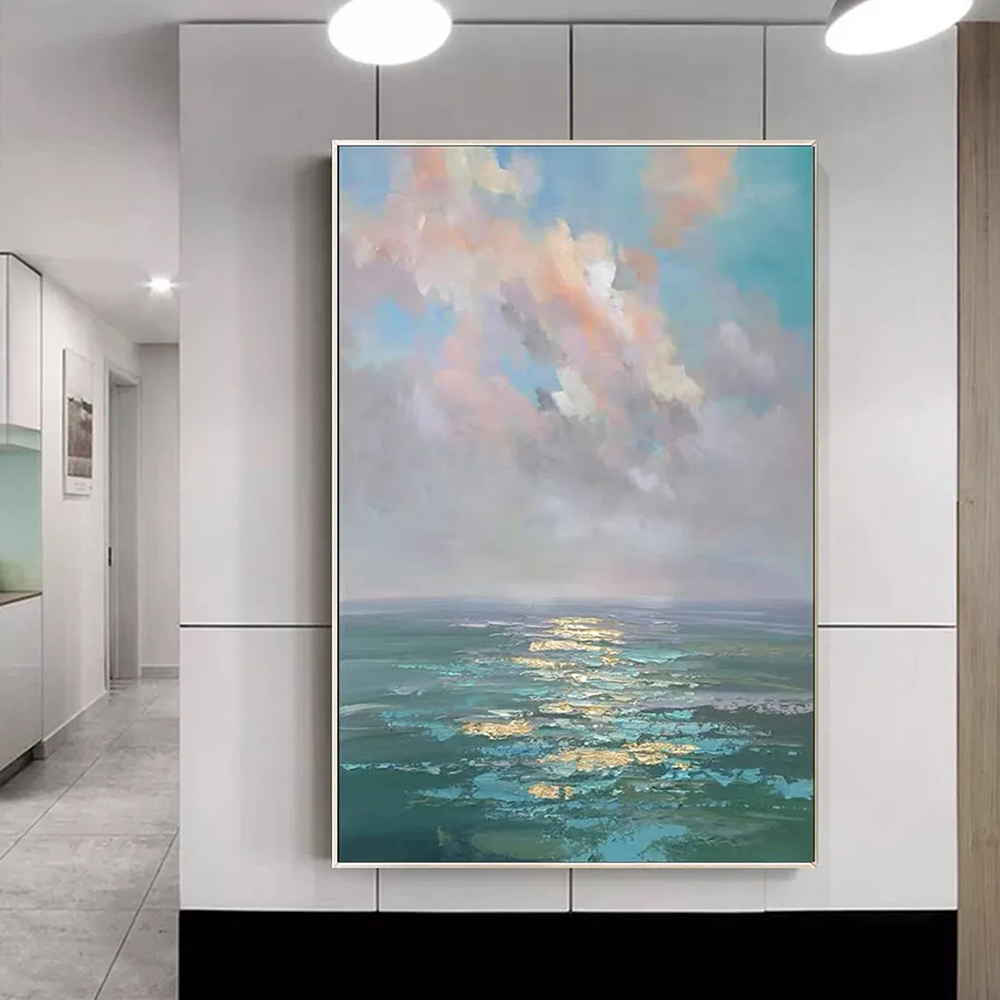 Handmade Oil Painting Canvas Wall Art Decoration Modern Abstract Ocean Landscape For Home Decor Rolled Frameless Unstretched Painting Without Inn... Without Inner Frame - Shop at LoveMi