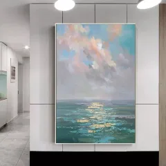 Handmade Oil Painting Canvas Wall Art Decoration Modern Abstract Ocean Landscape For Home Decor Rolled Frameless Unstretched Painting - Without Inn... - View 1