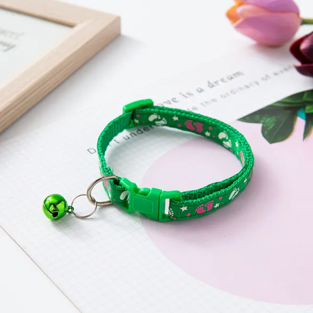 Pepet Bei Bei Double Footprints Stick Cloth Pet Cat Dog Item Bell Collar Green - Shop at LoveMi
