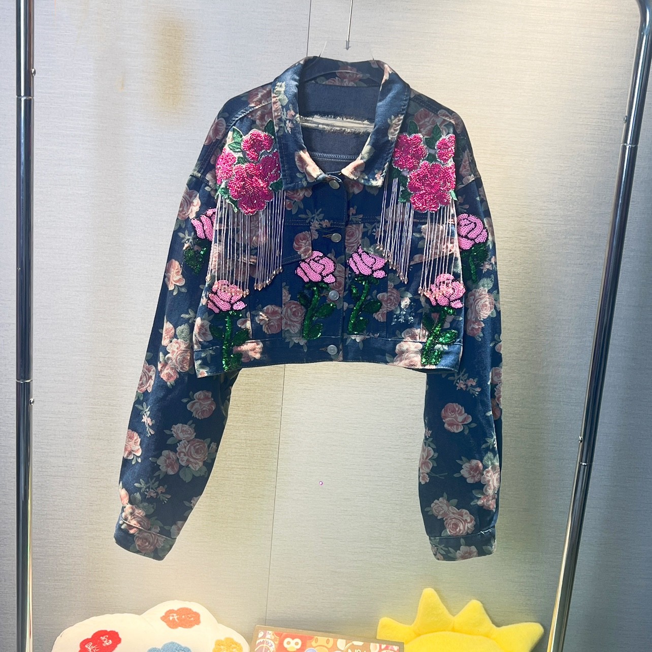 Women's Loose Embroidered Short Denim Jacket Picture Color - Shop at LoveMi