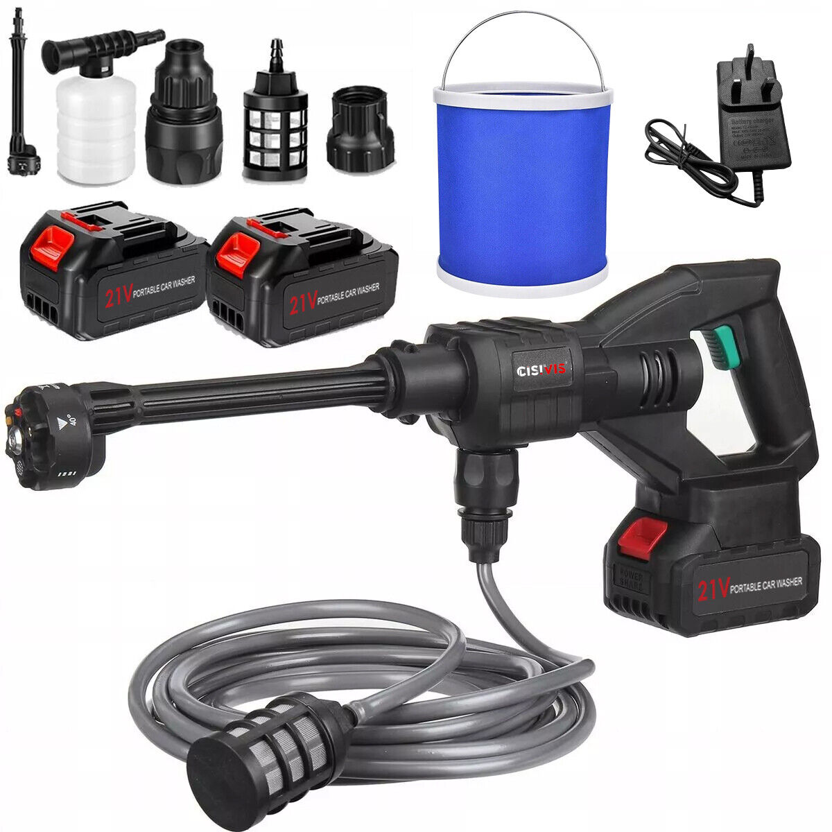 Portable Cordless Car Pressure Washer Water High Jet Wash Cleaner Gun & 2 — image 3