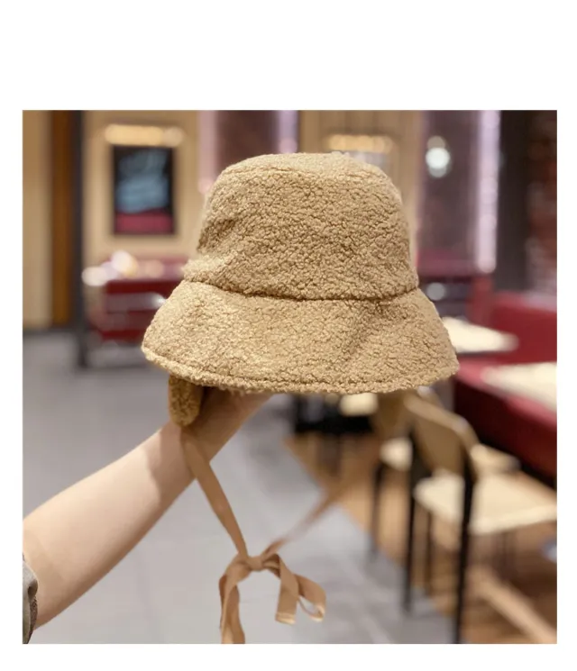 Lamb Wool Thickened Warm Ear Protectors Khaki - Shop at LoveMi