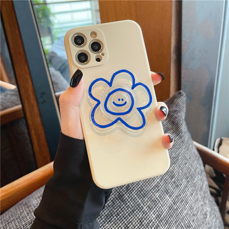 Blue Flower Bracket Mobile Phone Case Soft Silicone - Image 2