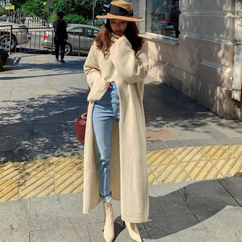 New Style Retro Loose Temperament Mid-length Big Split Sweater