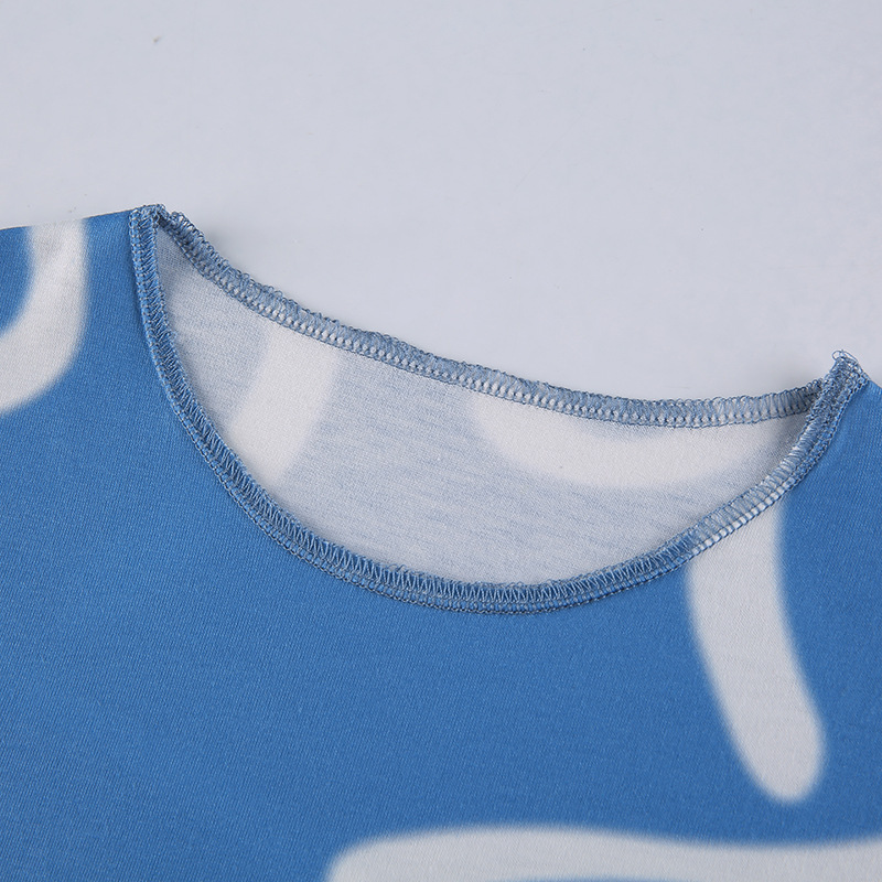 Women's Short Vest With Cotton Imitation Corrugated Printing Round Neck Vest