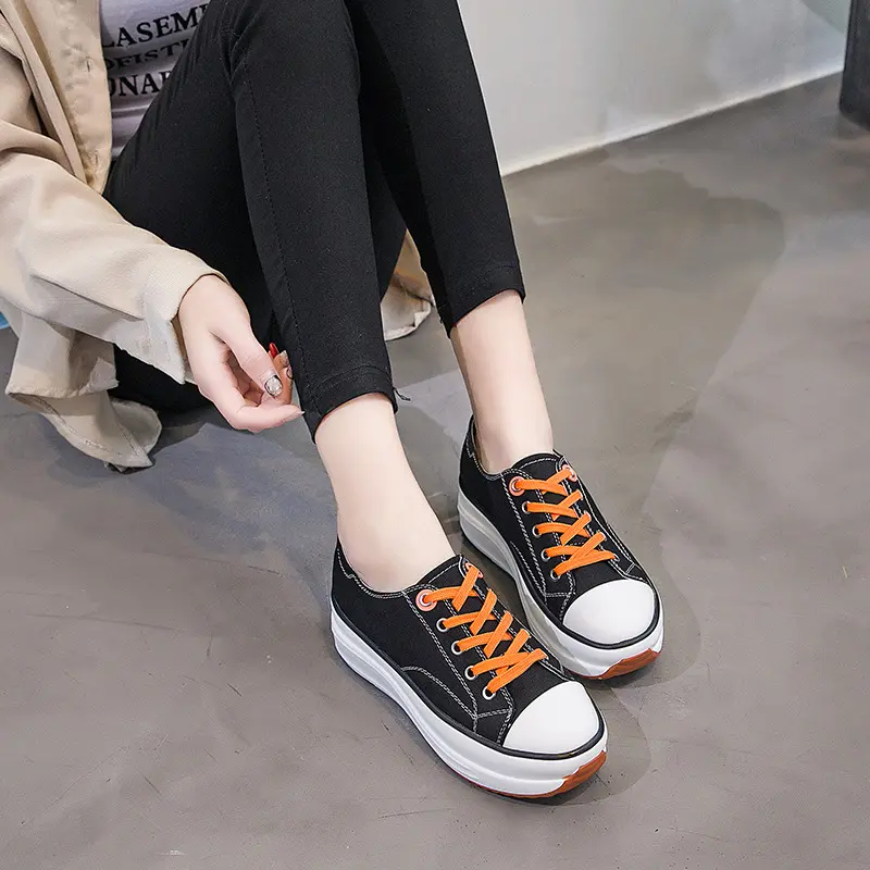 Casual Single Shoes Platform Breathable Canvas