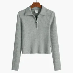 Korean Version Of The Design Sense Of The Minority Slim Long - Grey - View 1
