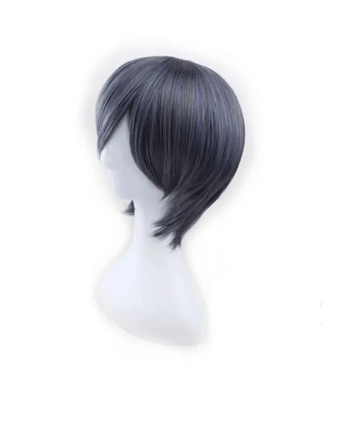 Wig Men's Purple Gray Mixed Color Short Hair