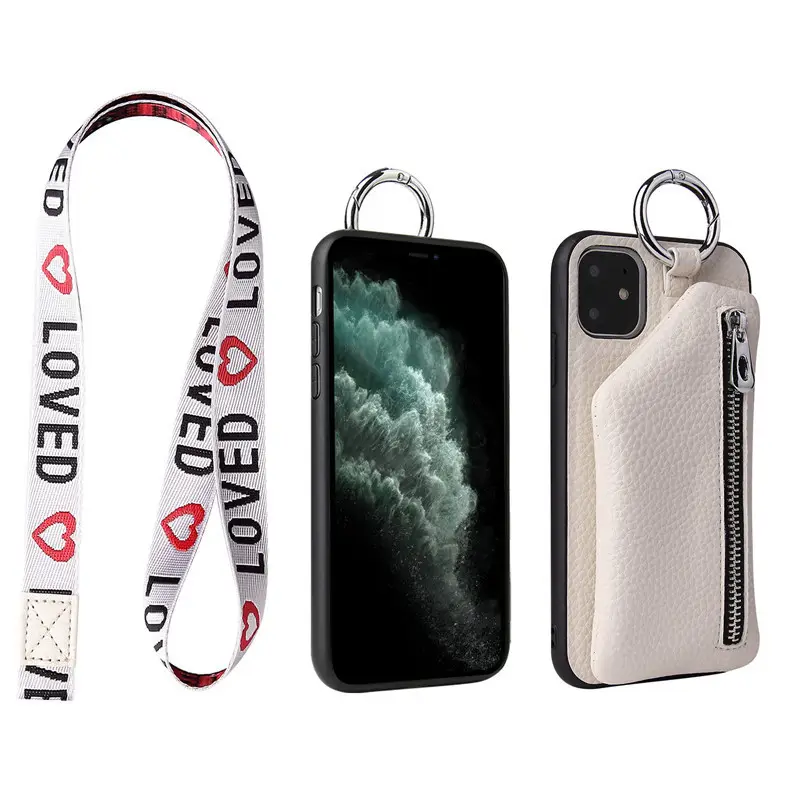 PU Leather Strap Cord Coin Purse Phone