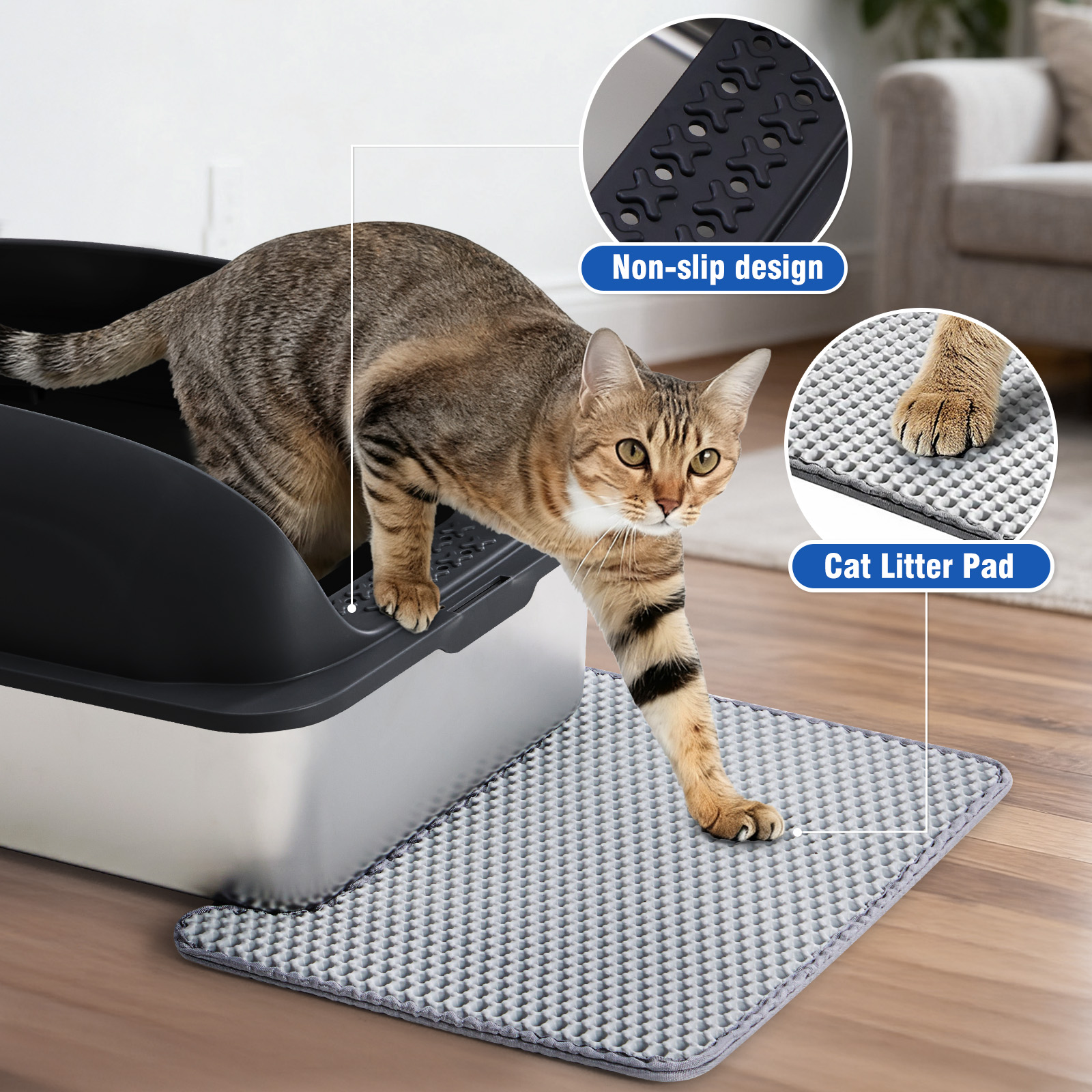 Stainless Steel Cat Litter Box With Lid, Large Cat Litter Box For Big Cats, Scoop And Mat Included image 13