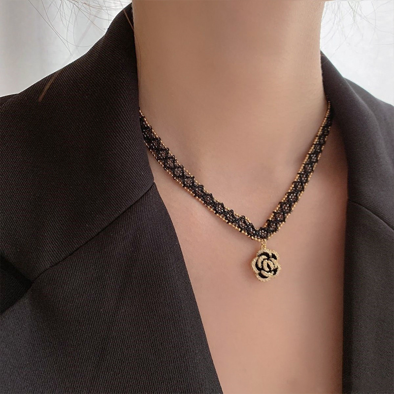 Black Braided Necklace Female Clavicle Chain Personality Short
