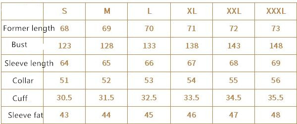 Men's slim fit fleece jacket size chart
