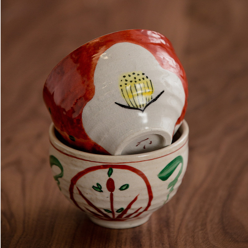 Japanese Style Household Handmade Ceramic Rice Bowl Hand-painted Pattern