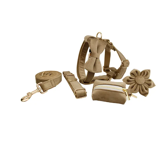 Pet Collar Dog Fabric Velvet Khaki - Shop at LoveMi