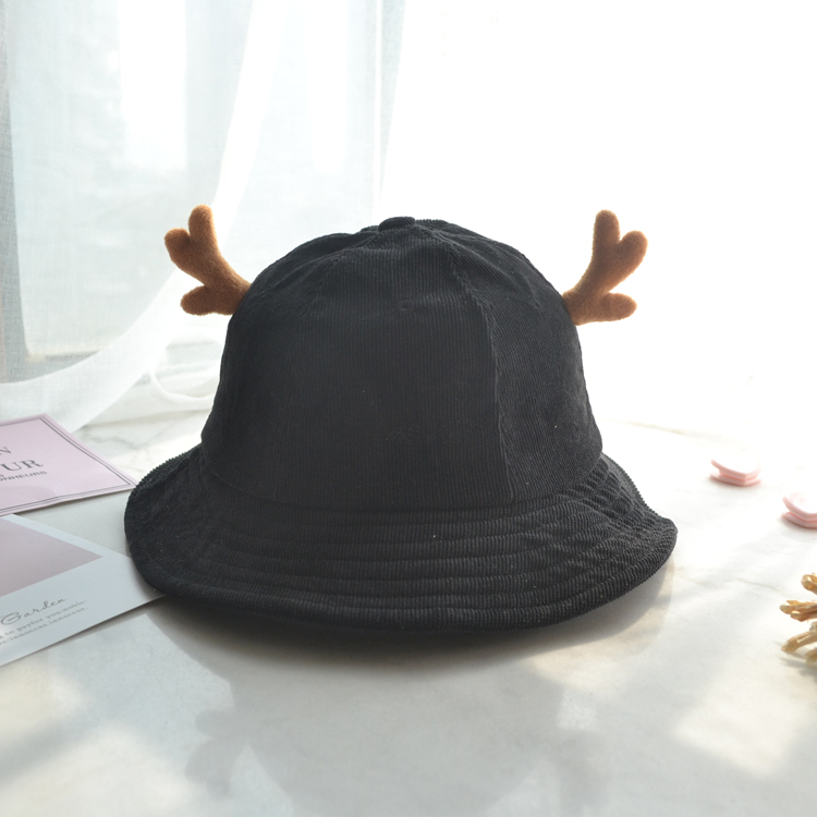 Ears Cute Sweet Soft Girl Corduroy Basin Hat