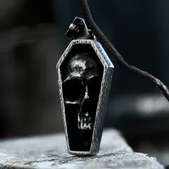 Punk Vampire Coffin Pendant Stainless Steel - Single Pendant - View 1