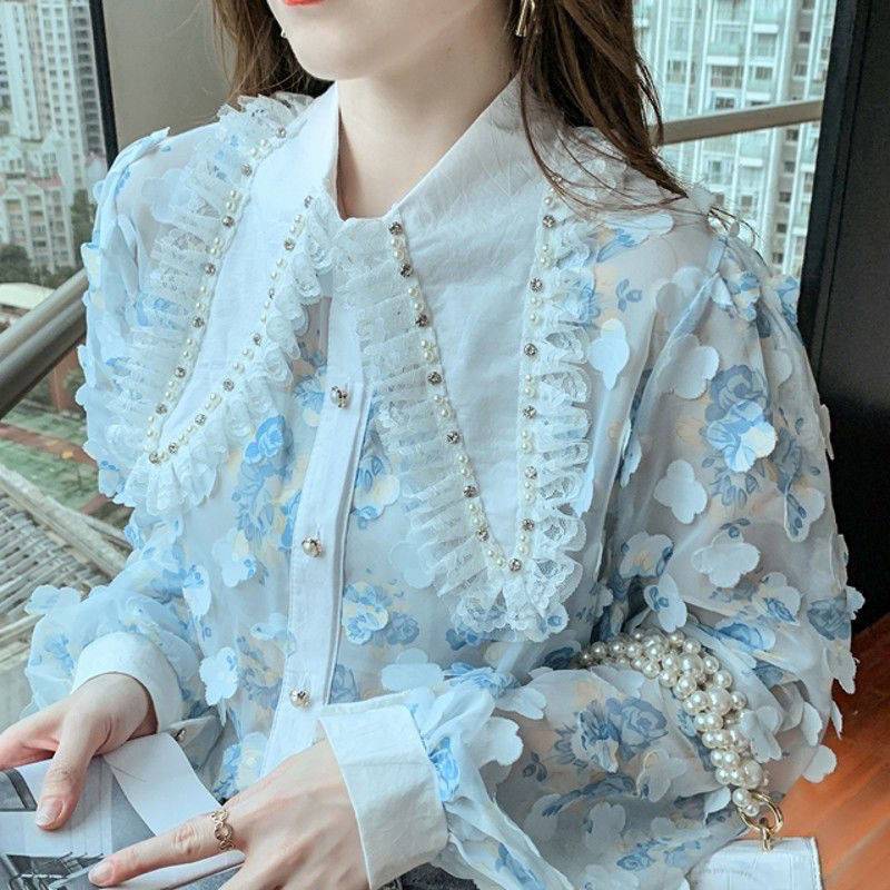 Title 4, Korean Version Sweet Shirt Female Doll Collar P...