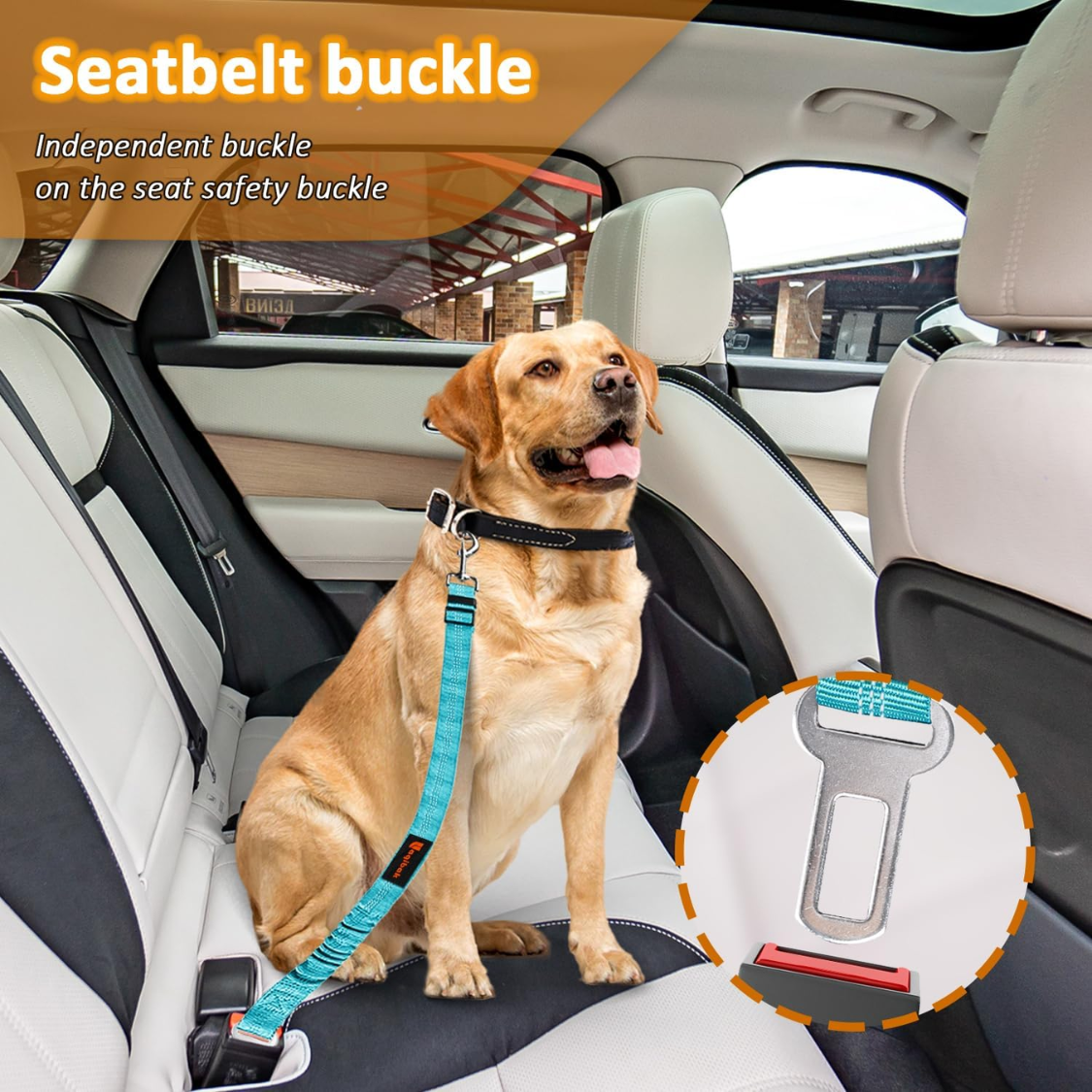 Removable Dog Seat Belt Harness For Car, 3 In 1 Pet Dog Car Seatbelt Leash, Retractable Restraint Secures To Vehicle Headrest — foto 6