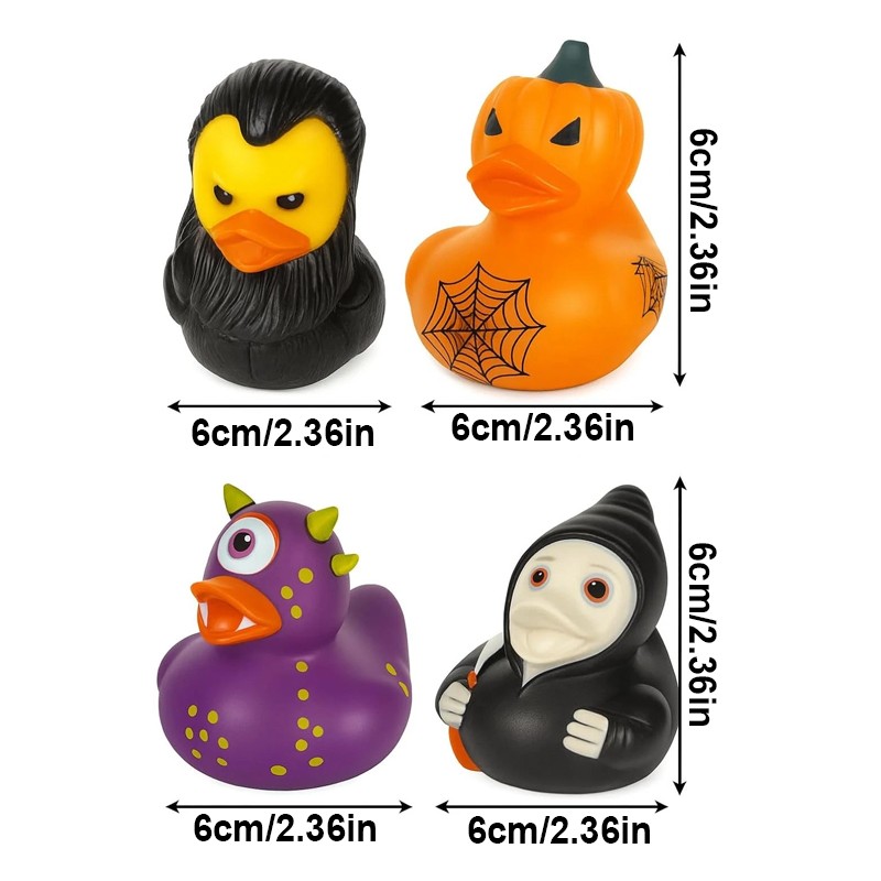 12x Halloween Vampire Ghost Mummy Rubber Ducks, Trick Or Treat Bath Toys Gifts — image 3