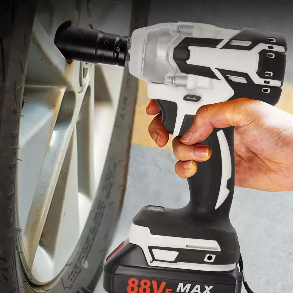 21V Cordless Electric Impact Wrench Drill Gun Ratchet Driver W 2 Battery 5