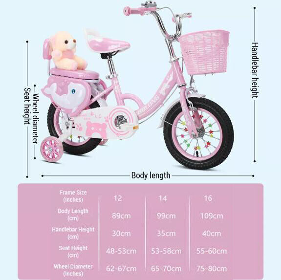12-16Inch Kids Bike For 2-10 Years Old Children Girls Bicycle Cycling Stabiliser — image 11