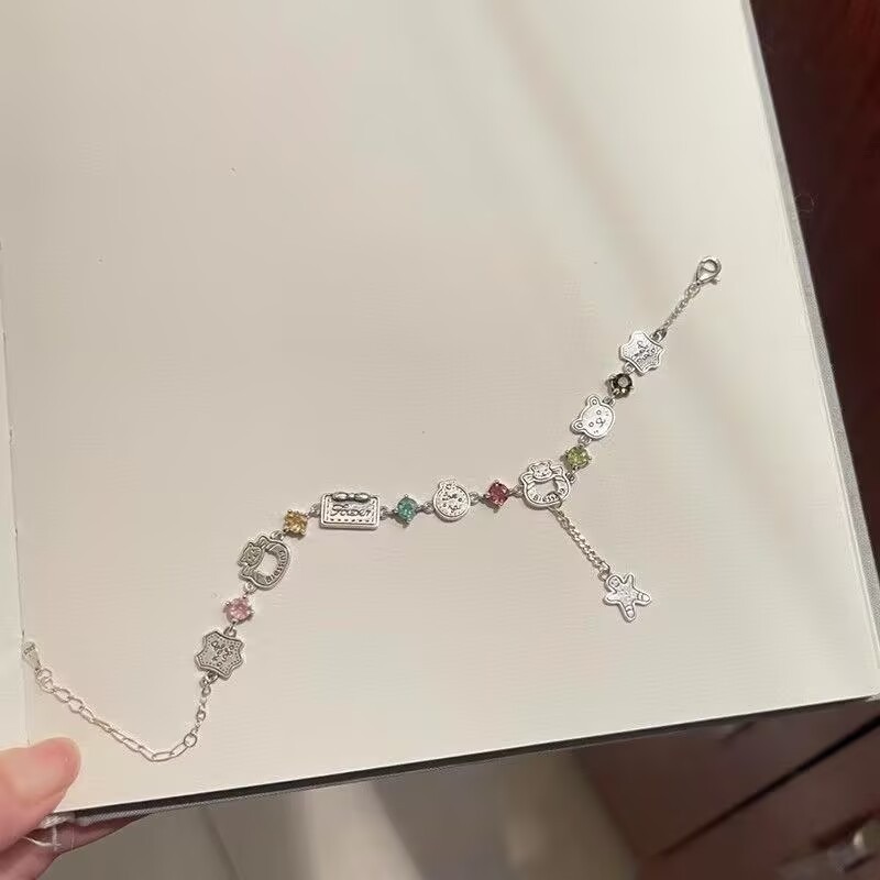 Colorful Zircon Gingerbread Little Bear High Beauty Bracelet