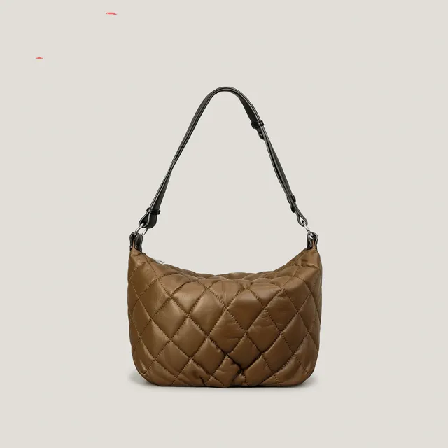 Women's Large capacity Nylon Quilted Crossbody Bag Brown - Shop at LoveMi