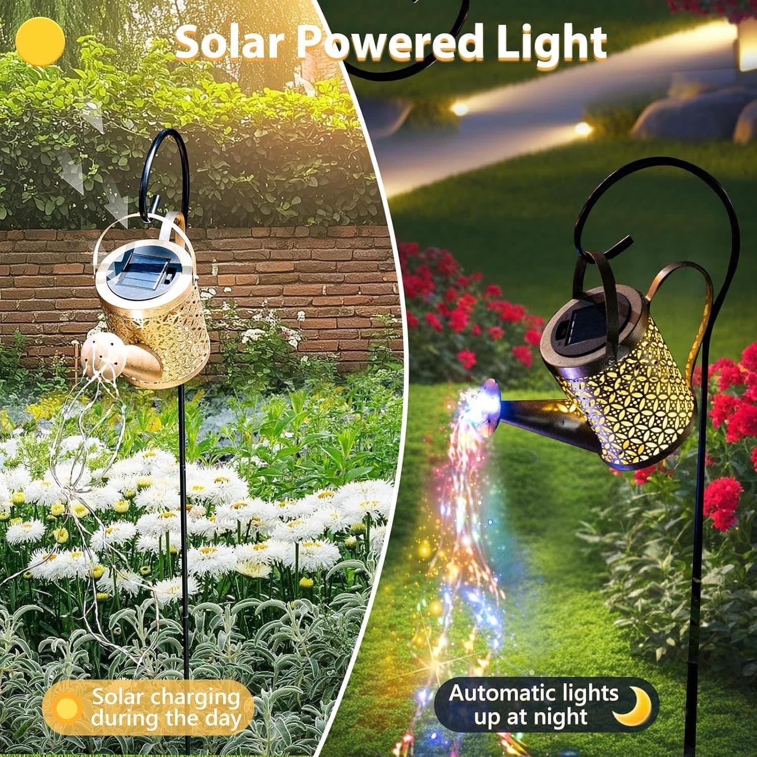 Outdoor Solar Watering Can With Lights Garden Decor Large Solar Powered Lanterns Hanging Waterproof LED Decorative Retro Metal Kettle String Lights For Table Yard Pathway Walkway Gardening Gifts — foto 8
