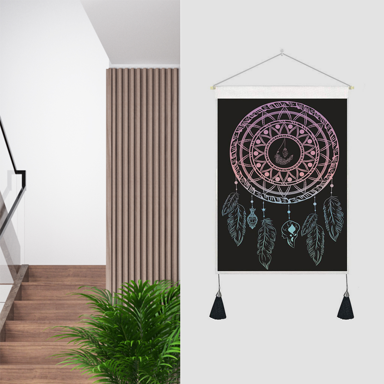 Tapestry tassels moon mountain linen cotton home door wall