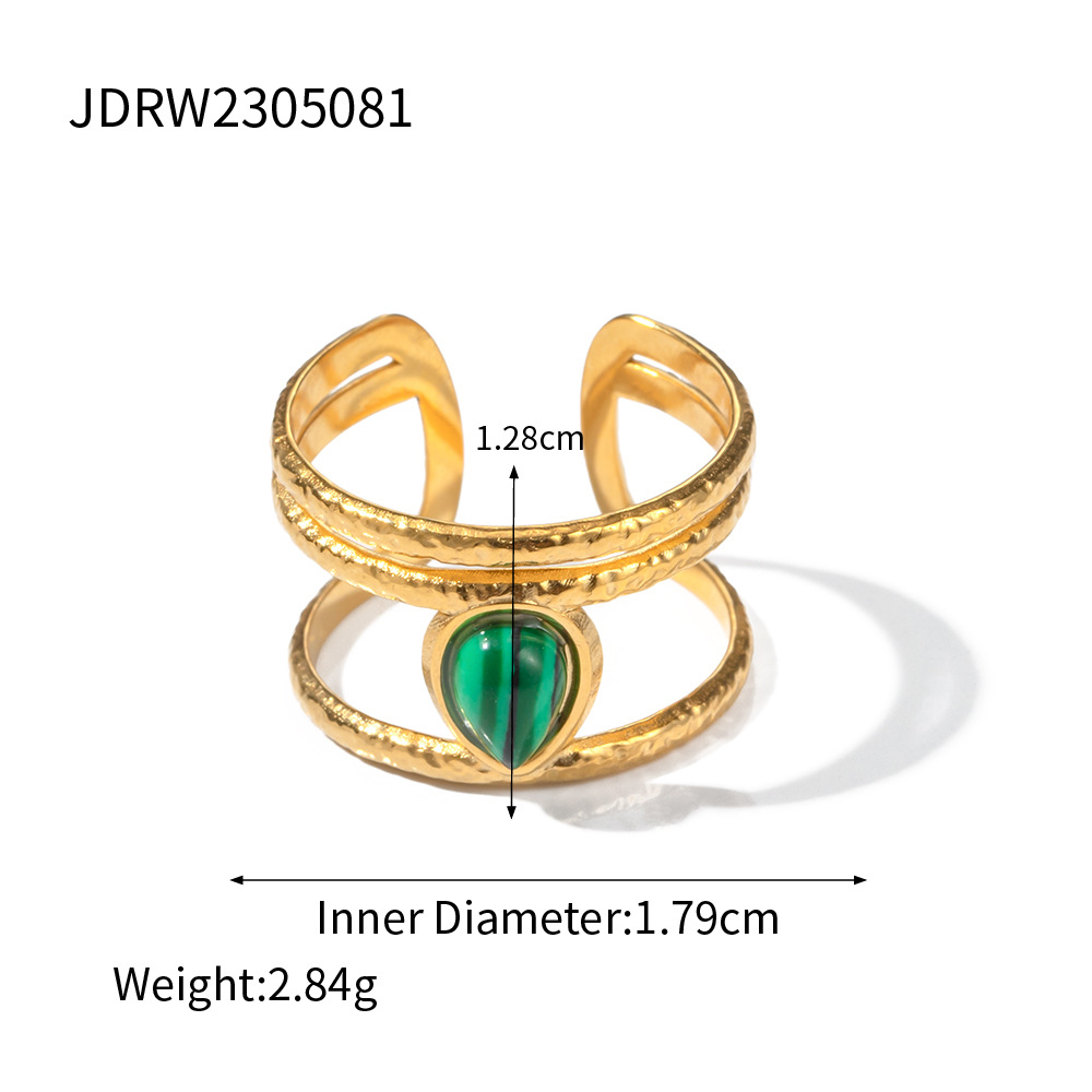 Women's Fashion Gold-plated Inlaid Malachite Ring