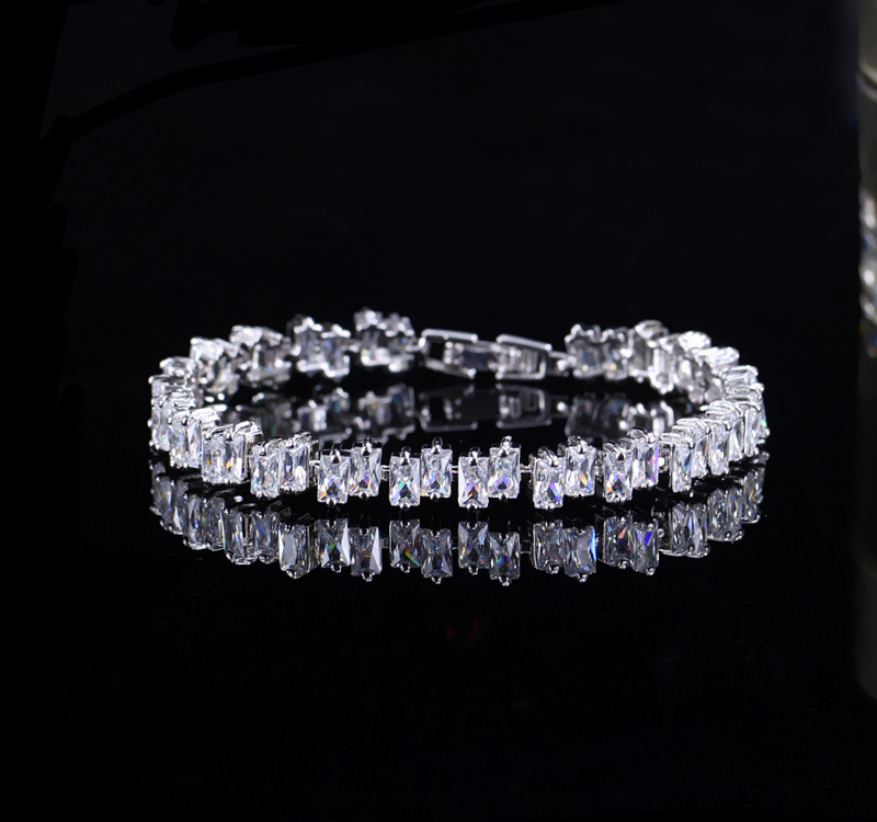 Title 8, Square Blue Purple Transparent Zircon Bracelet