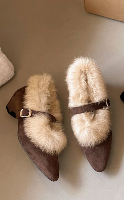 Suede Wedge Mary Jane Flats