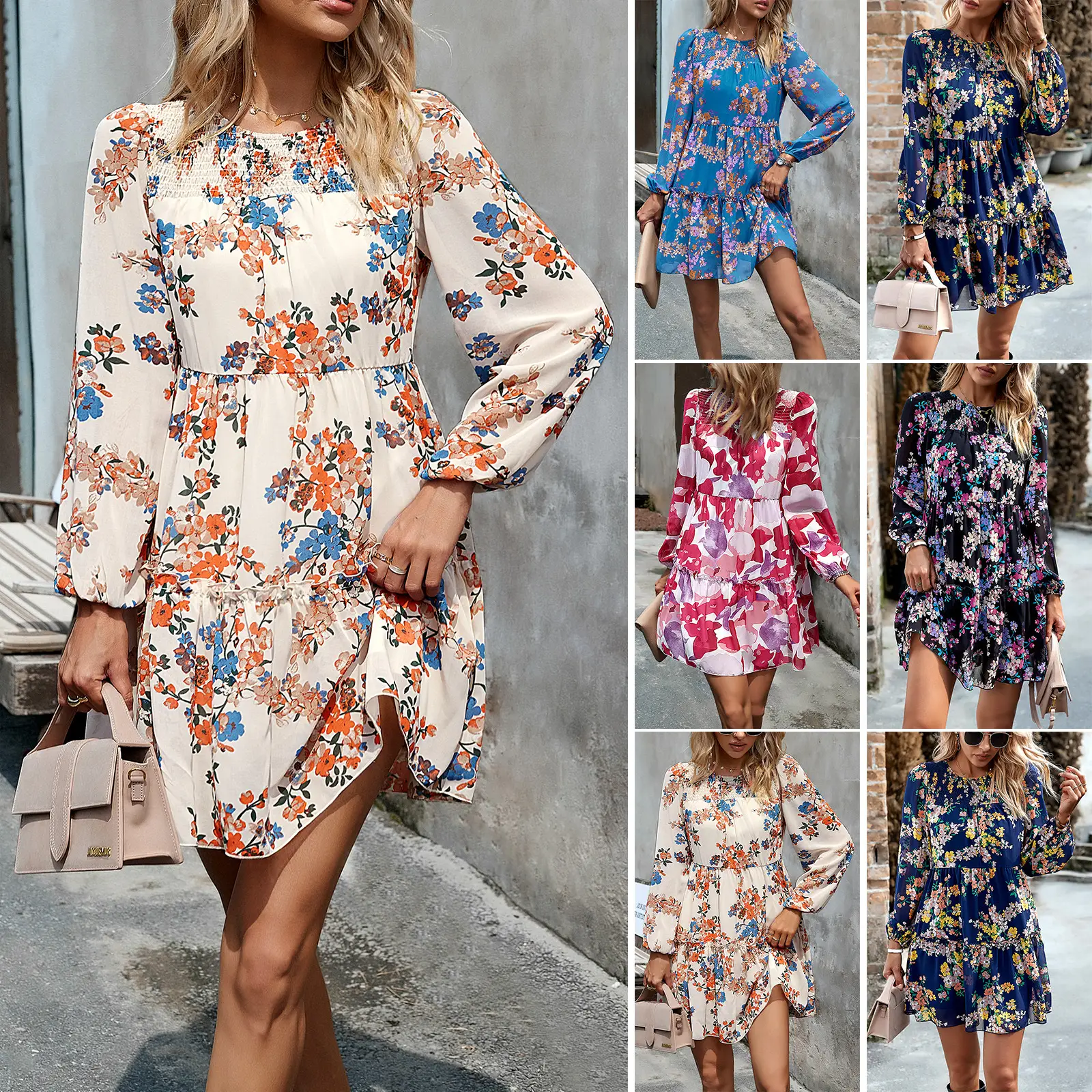 Women's Fashion Print Round Neck Dress
